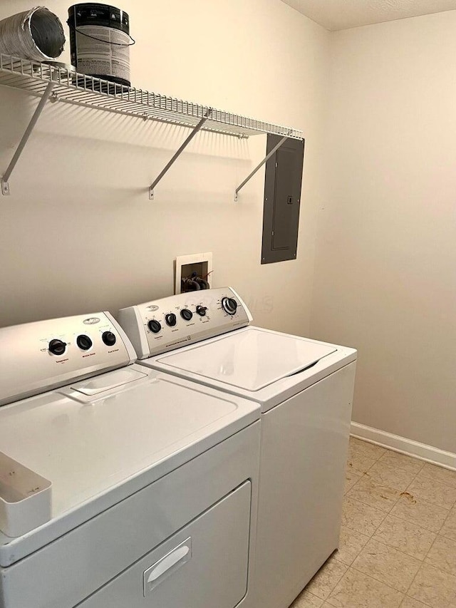 8061 Cranes Crossing Dr, Lewis Center, OH 43035 - washroom with electric panel and washing machine and dryer