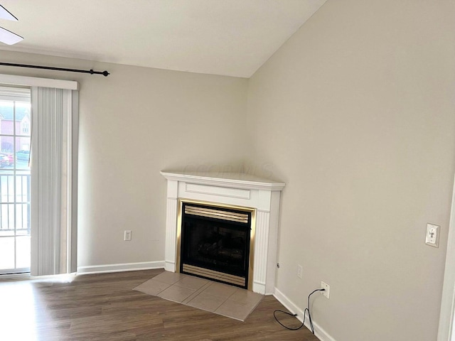 8061 Cranes Crossing Dr, Lewis Center, OH 43035 - detailed view of a fireplace with flush hearth and wood finished floors