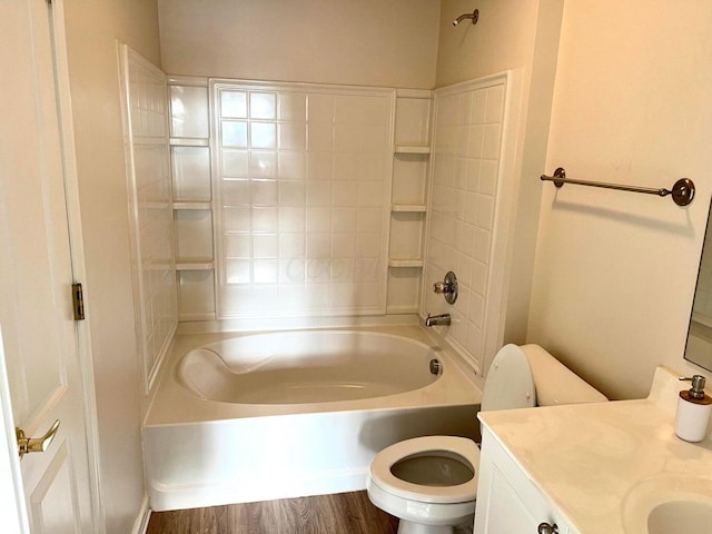 8061 Cranes Crossing Dr, Lewis Center, OH 43035 - bathroom with shower / tub combination, vanity, and wood finished floors