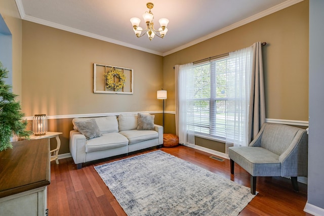 7029 Post Preserve Blvd, Dublin, OH 43016 - living area with a chandelier, ornamental molding, and wood finished floors