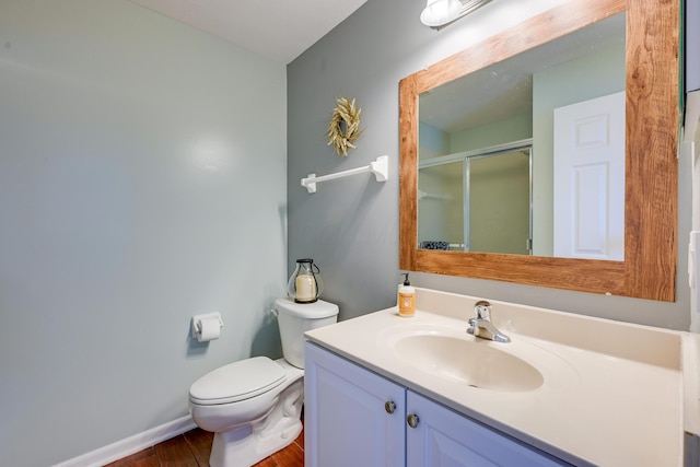 7029 Post Preserve Blvd, Dublin, OH 43016 - bathroom featuring vanity, a stall shower, and wood finished floors