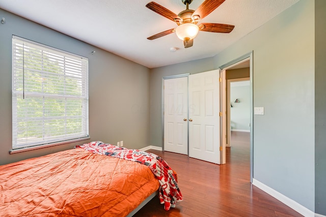 7029 Post Preserve Blvd, Dublin, OH 43016 - bedroom featuring wood finished floors, multiple windows, and a ceiling fan