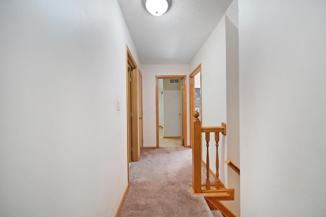 6978 Ernest Way, Dublin, OH 43017 - hall with an upstairs landing, light carpet, and a textured ceiling