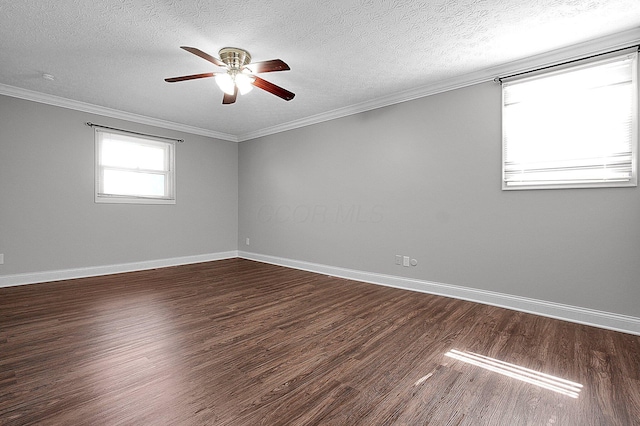 2709 Patrick Ave, Columbus, OH 43231 - unfurnished room with dark wood-style flooring, ceiling fan, ornamental molding, and a textured ceiling