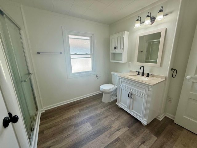 85 Blymer St, Delaware, OH 43015 - bathroom with vanity, wood finished floors, and a stall shower