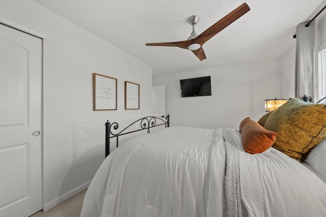 5431 Goose Falls Dr, Dublin, OH 43016 - bedroom with light carpet and a ceiling fan