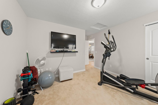 5431 Goose Falls Dr, Dublin, OH 43016 - workout area featuring carpet and attic access