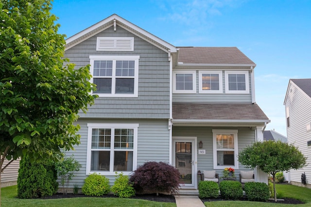 5431 Goose Falls Dr, Dublin, OH 43016 - view of front facade with a shingled roof and covered porch