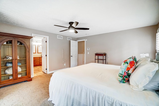 2474 Marthas Wood, Grove City, OH 43123 - bedroom featuring light colored carpet, a ceiling fan, and ensuite bathroom