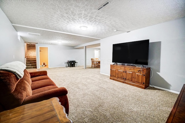 2474 Marthas Wood, Grove City, OH 43123 - carpeted living room with stairway and a textured ceiling