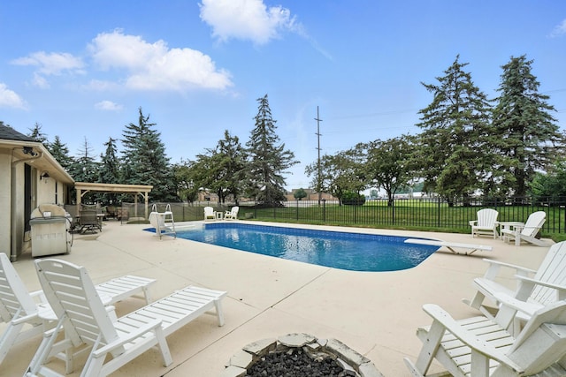2474 Marthas Wood, Grove City, OH 43123 - view of pool featuring a fire pit, a patio, grilling area, and a fenced backyard