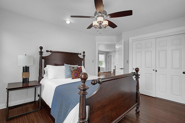 1225 Eastview Ave, Grandview Heights, OH 43212 - bedroom featuring wood finished floors, a closet, ceiling fan, and recessed lighting