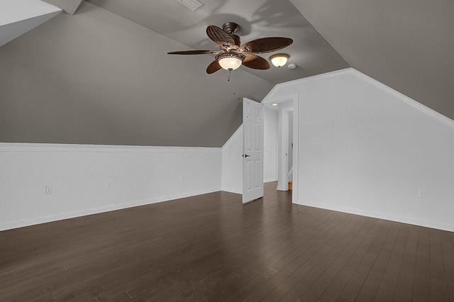 1225 Eastview Ave, Grandview Heights, OH 43212 - additional living space featuring lofted ceiling, a ceiling fan, and dark wood-type flooring