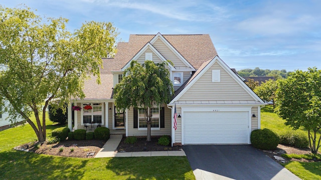 4401 Kathryns Way, Hilliard, OH 43026 - traditional-style home with driveway, a garage, a front yard, and a shingled roof