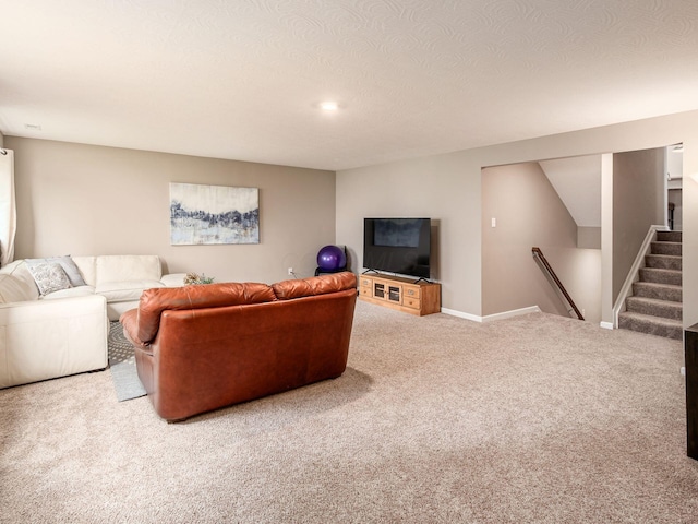 404 Colony Ridge Dr, Delaware, OH 43015 - carpeted living room with baseboards and stairway