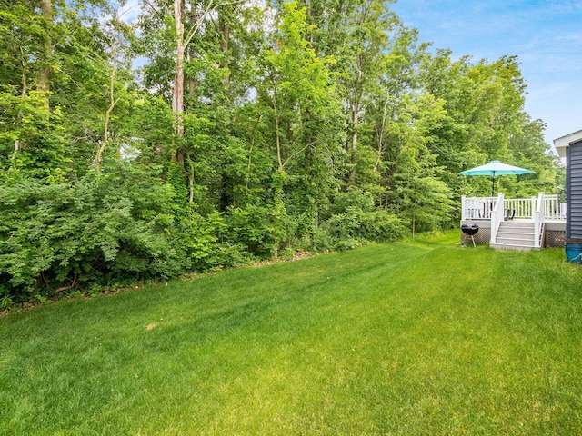 404 Colony Ridge Dr, Delaware, OH 43015 - view of green lawn featuring a deck