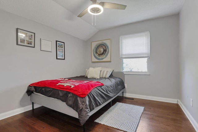 7881 Saddle, Powell, OH 43065 - bedroom with wood-type flooring, lofted ceiling, and a ceiling fan