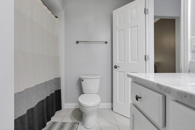 7881 Saddle, Powell, OH 43065 - full bath with marble finish flooring, vanity, and a shower with curtain