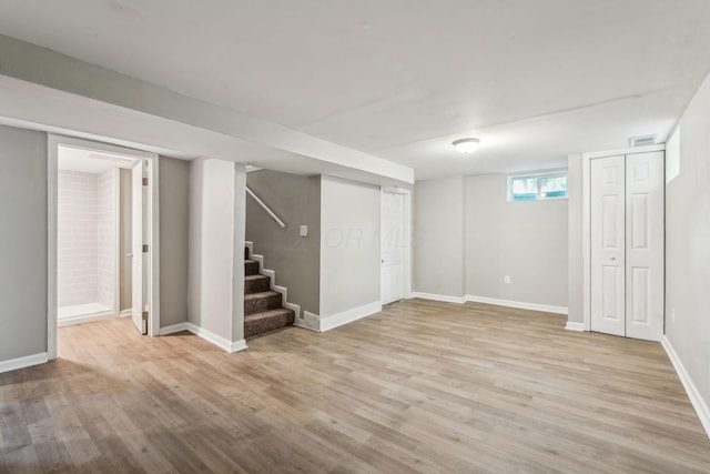 1328 Republic Ave, Columbus, OH 43211 - basement featuring light wood finished floors and stairs