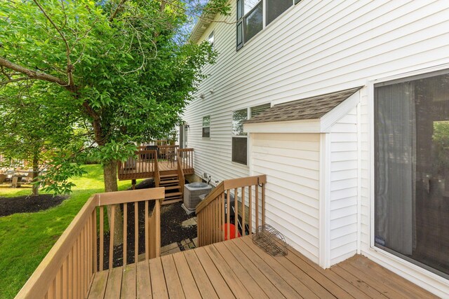 3984 Hill Park Rd, Hilliard, OH 43026 - wooden terrace featuring a yard
