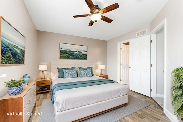 3984 Hill Park Rd, Hilliard, OH 43026 - bedroom featuring light wood-style floors and a ceiling fan