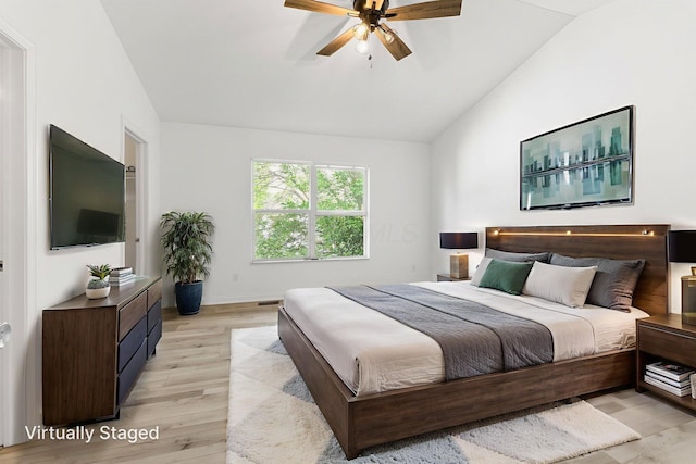 3984 Hill Park Rd, Hilliard, OH 43026 - bedroom featuring lofted ceiling, light wood finished floors, and a ceiling fan