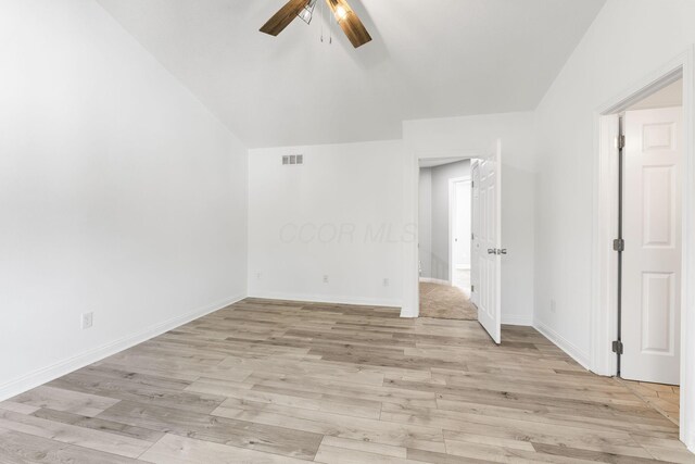 3984 Hill Park Rd, Hilliard, OH 43026 - spare room with ceiling fan, light wood-style floors, and lofted ceiling