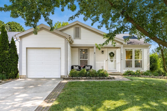 3776 Secretariat Ct, Columbus, OH 43221 - ranch-style house with a garage, a front yard, concrete driveway, and a porch