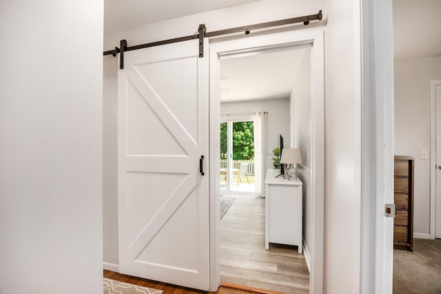 3776 Secretariat Ct, Columbus, OH 43221 - hall featuring light wood-style floors and a barn door