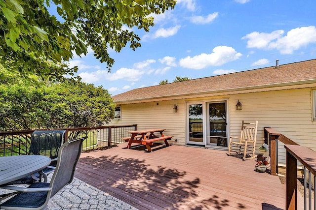 13283 Clover Valley Rd, Croton, OH 43013 - wooden deck featuring outdoor dining area
