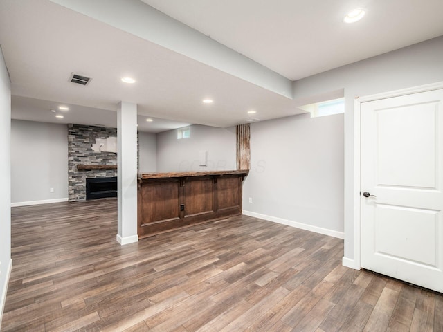 1719 Impatiens Way, Lewis Center, OH 43035 - indoor bar with wood finished floors, recessed lighting, and a fireplace