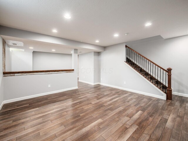 1719 Impatiens Way, Lewis Center, OH 43035 - finished basement with wood finished floors, stairway, and recessed lighting