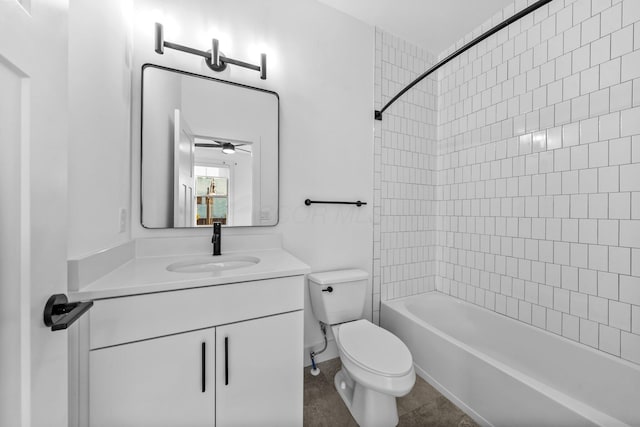 91 W Town St, Columbus, OH 43215 - full bathroom with vanity, bathtub / shower combination, ceiling fan, and tile patterned flooring