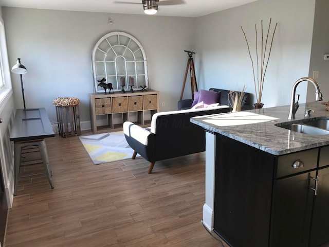 1427 Grogan Ave, Columbus, OH 43211 - living area featuring light wood-type flooring and a ceiling fan
