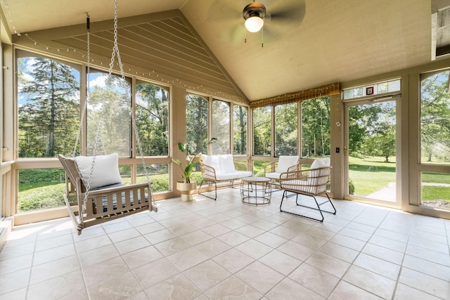 7949 Bluefield St NW, Canal Winchester, OH 43110 - sunroom / solarium featuring vaulted ceiling and a ceiling fan