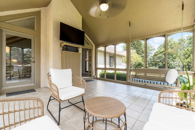 7949 Bluefield St NW, Canal Winchester, OH 43110 - sunroom with ceiling fan and vaulted ceiling