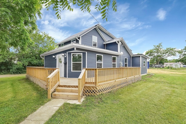 172 Jefferson St, Mount Sterling, OH 43143 - view of front of property with a front lawn and a deck