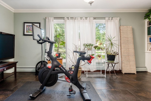 207 Ashbourne Rd, Bexley, OH 43209 - exercise room with crown molding and baseboard heating