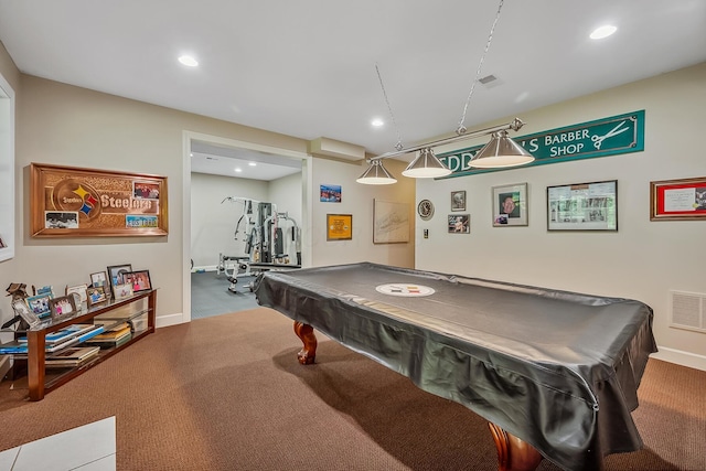 1554 Hanover Rd, Delaware, OH 43015 - recreation room featuring billiards table, carpet flooring, and recessed lighting