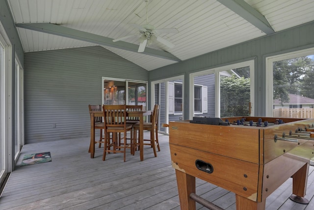 9840 Buckeye Dr, Huntsville, OH 43324 - wooden deck featuring ceiling fan