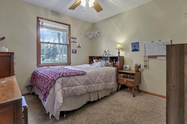 9840 Buckeye Dr, Huntsville, OH 43324 - bedroom featuring carpet flooring and a ceiling fan