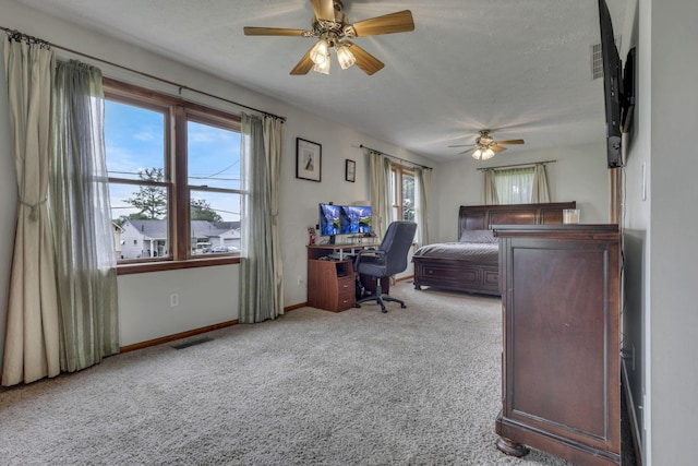 9840 Buckeye Dr, Huntsville, OH 43324 - office space featuring carpet floors, ceiling fan, and a textured ceiling