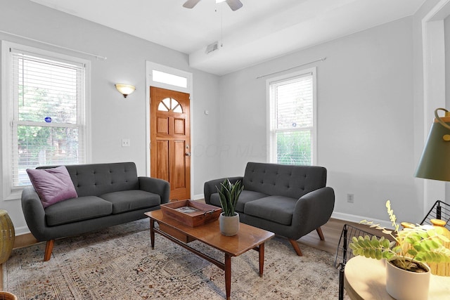 645 E 11th Ave Unit 643, Columbus, OH 43211 - living room featuring ceiling fan and light wood-type flooring