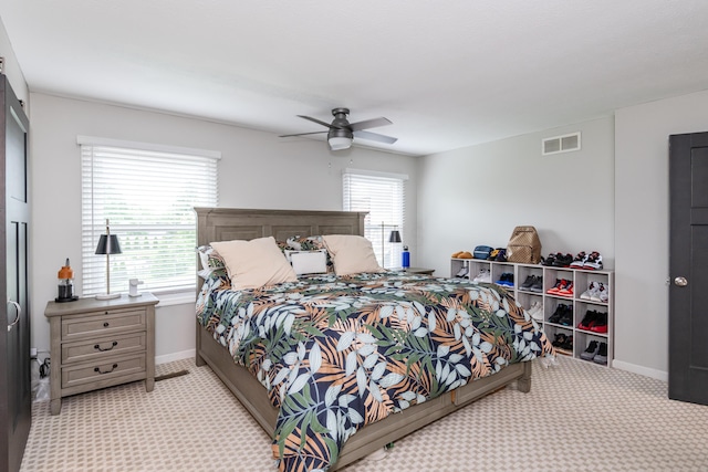 9950 Stonemead Way, Dayton, OH 45458 - bedroom featuring light carpet and ceiling fan