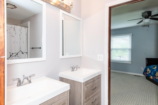 9950 Stonemead Way, Dayton, OH 45458 - full bath with two vanities and ceiling fan