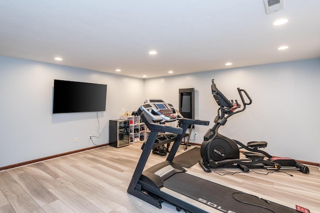 9950 Stonemead Way, Dayton, OH 45458 - exercise area with light wood-style floors and recessed lighting