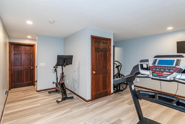 9950 Stonemead Way, Dayton, OH 45458 - exercise room featuring light wood-style flooring and recessed lighting