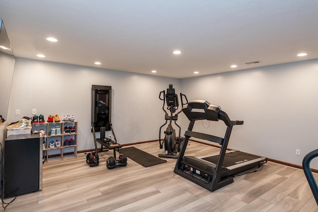 9950 Stonemead Way, Dayton, OH 45458 - exercise room with light wood-style floors and recessed lighting