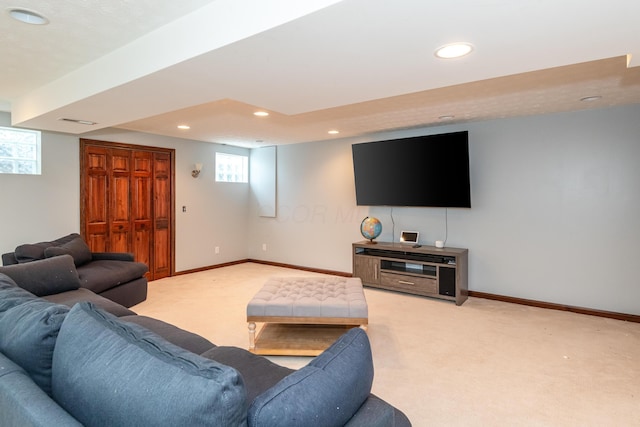 9950 Stonemead Way, Dayton, OH 45458 - living room featuring light carpet and recessed lighting
