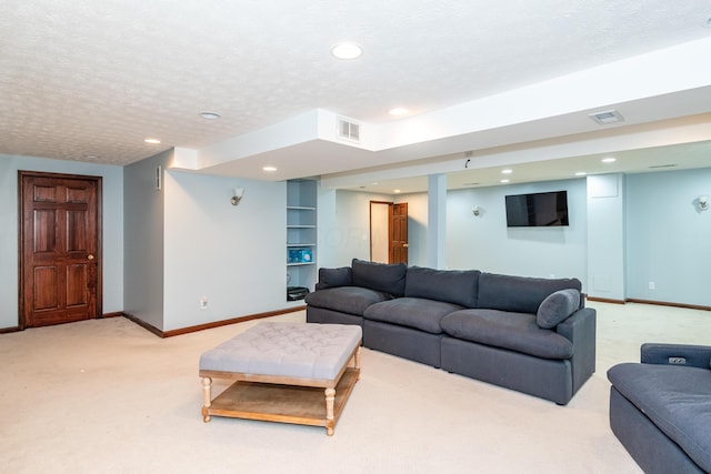 9950 Stonemead Way, Dayton, OH 45458 - living room featuring light colored carpet, recessed lighting, and a textured ceiling